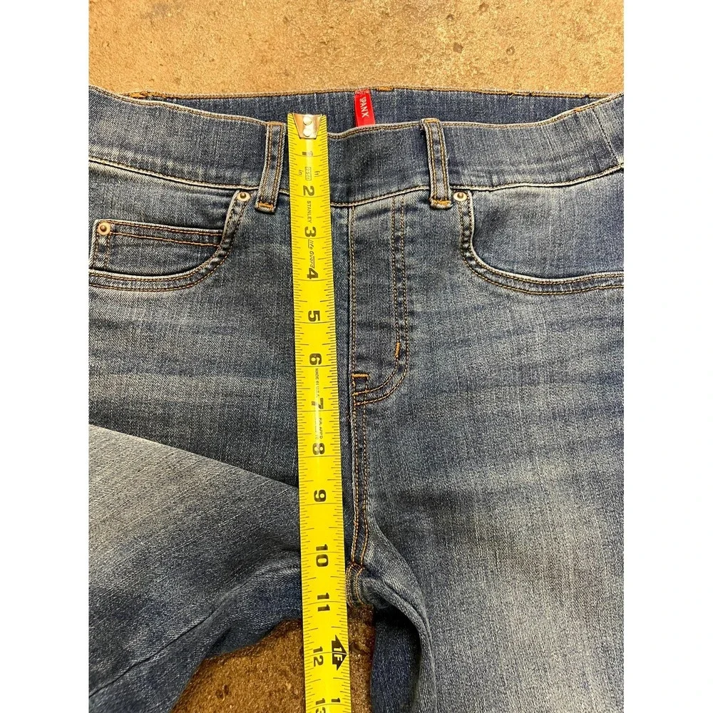 Spanx Jeans Womens Small Blue Denim Cotton Stretch Pull on Mid Rise Straight Leg - Picture 13 of 16